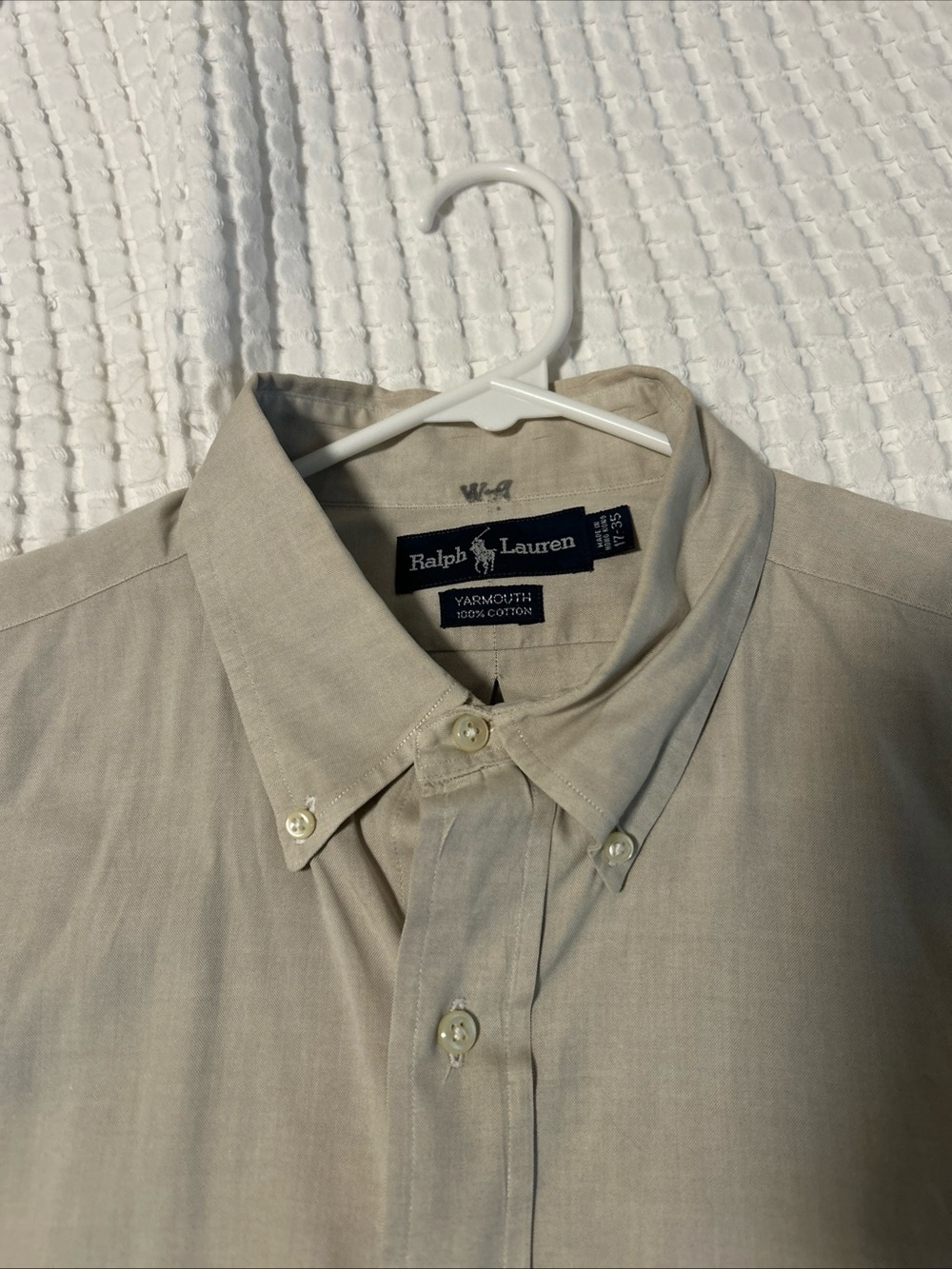 Ralph Lauren Yarmouth Button Down Oxford Shirt 100% Cotton 17 34/35 Sand Color - Picture 2 of 7